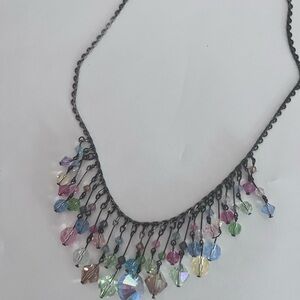 Pastel Crystal Fringe Necklace -